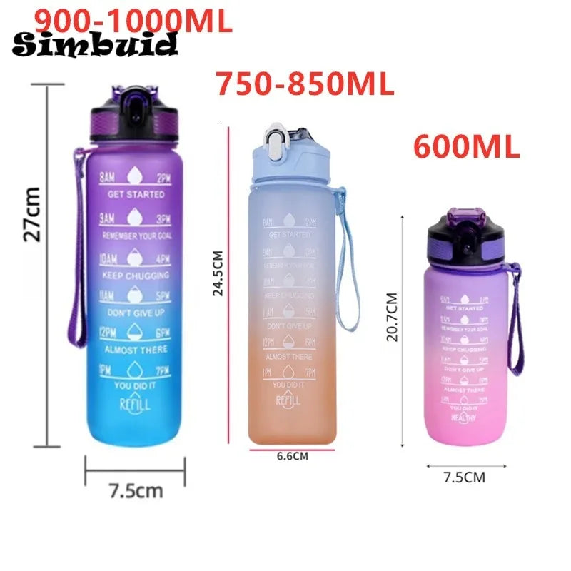 600ml Leak Proof Motivational Sports Water Bottle with Time Marker