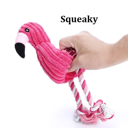 Cute Animal Plush Squeaky Dog Toy Bite Resistant Corduroy Pet Toy