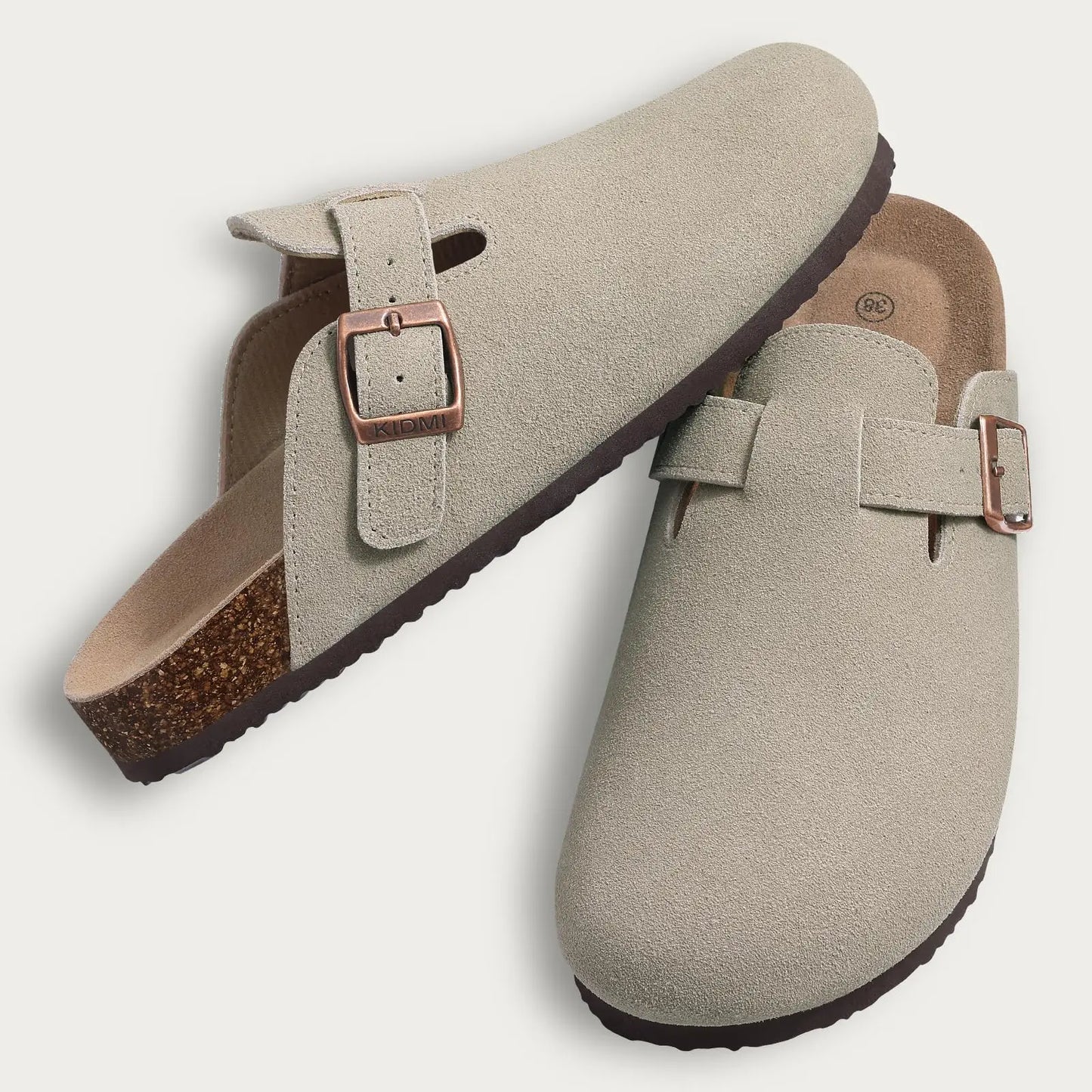Litfun Women's Cork Suede Clog Mules with Arch Support
