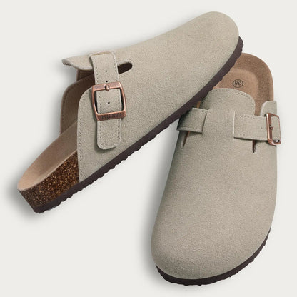 Litfun Women's Cork Suede Clog Mules with Arch Support