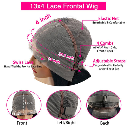 Women's 46 Inch Chocolate Brown Body Wave HD Lace Front Human Hair Wig