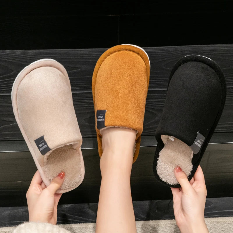 Warm Winter Couple Slippers for Men & Women Non Slip Home Shoes