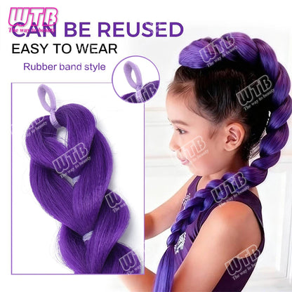 26 Inch Purple Braided Ponytail Hair Extension