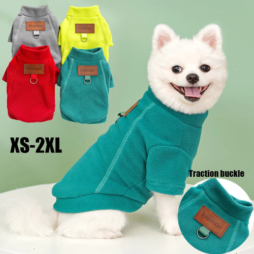 Warm Solid Color Dog Hoodie for Small Dogs & Cats Winter Pet Clothes