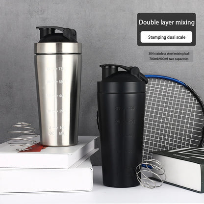 500ml or 750ml Stainless Steel Protein Shaker Bottle with Mixing Ball