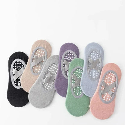 1 or 4 Pairs Women's Anti Slip Yoga Pilates Socks