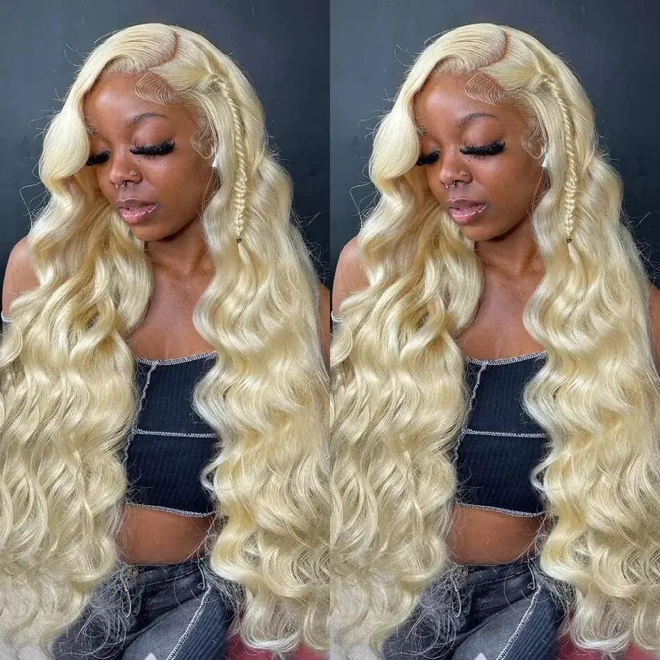 Women's 38 Inch 613 Blonde Body Wave HD Lace Front Human Hair Wig