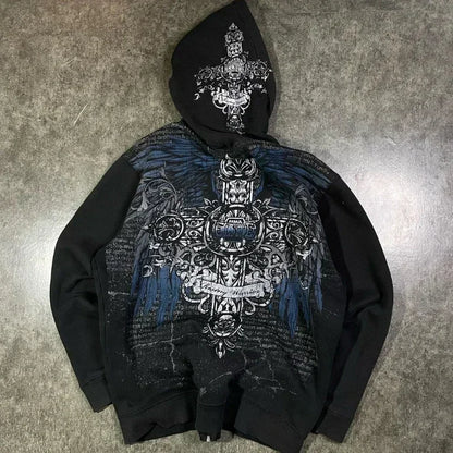 Men's Y2K Gothic Graphic Zip Up Hoodie