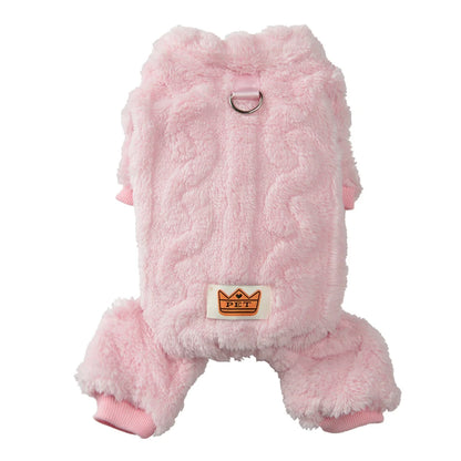 Soft Fleece Dog Jumpsuit with D-Ring for Small & Medium Dogs Winter Coat