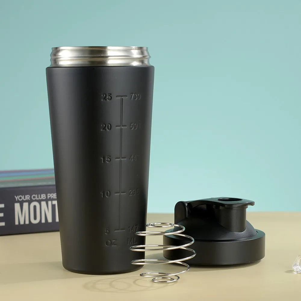500ml or 750ml Stainless Steel Protein Shaker Bottle with Mixing Ball