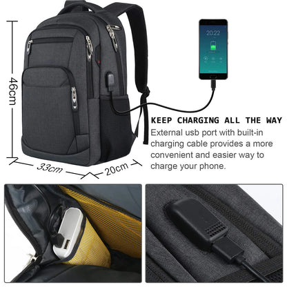 Men's Large Capacity Waterproof Travel Laptop Backpack