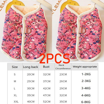 Floral Fleece Dog Vest for Small Dogs Winter Pet Coat