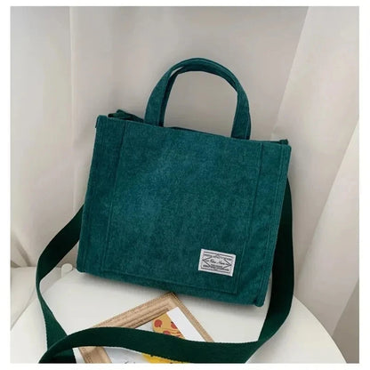 Women’s Corduroy Shoulder Handbag Large Capacity Casual Tote