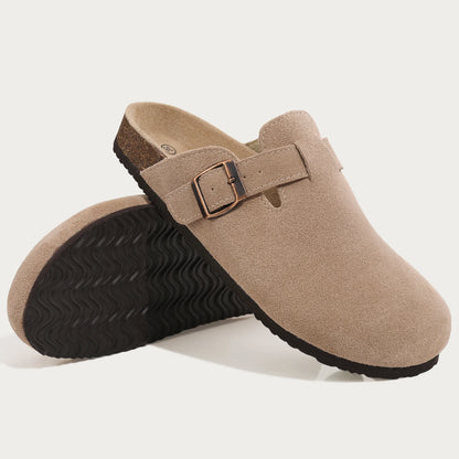 Litfun Women's Cork Suede Clog Mules with Arch Support