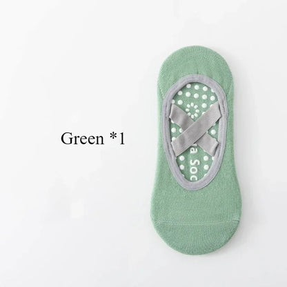 1 or 4 Pairs Women's Anti Slip Yoga Pilates Socks