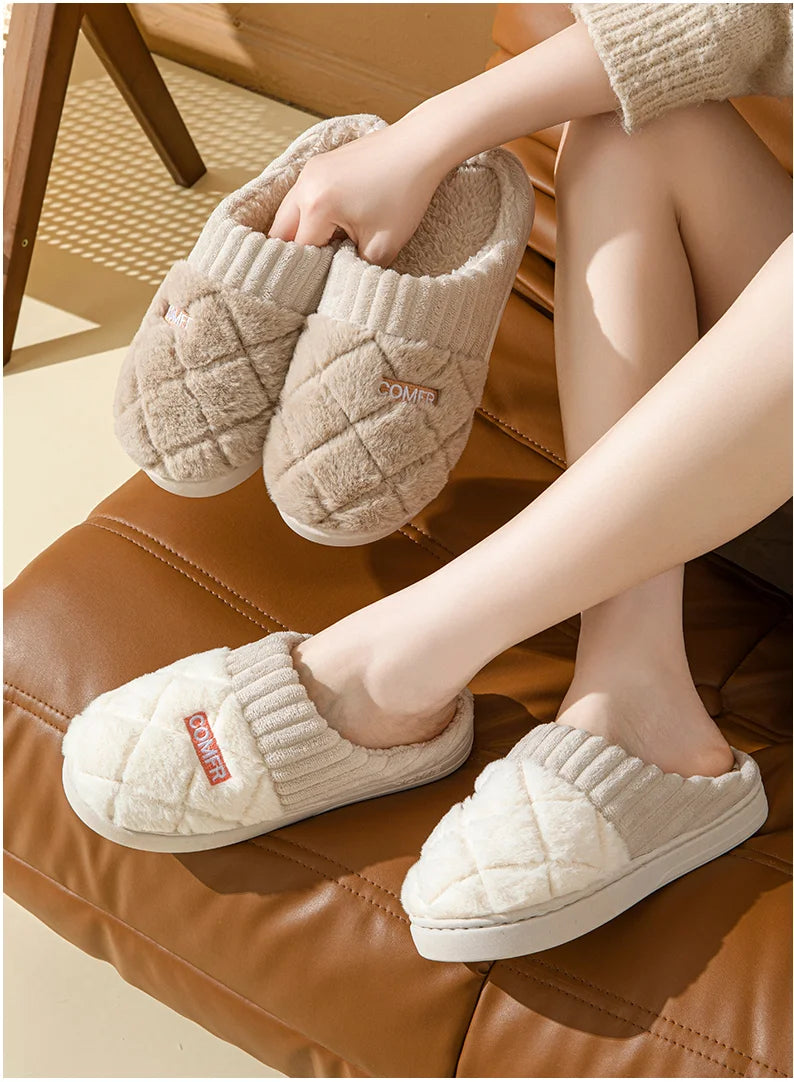 Soft Plush Winter Home Slippers for Men & Women Non Slip Indoor Shoes