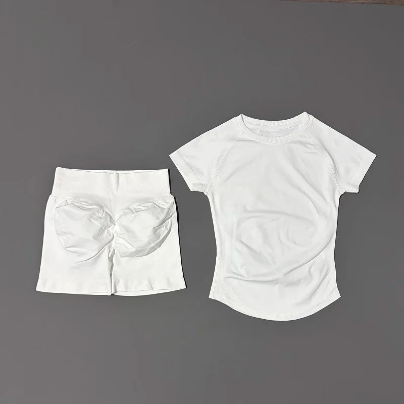 2 Piece Seamless Yoga Top and Shorts Set