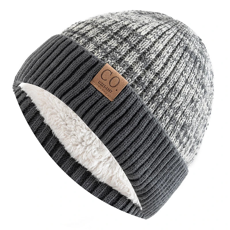 Unisex Two Tone Fur Lined Winter Beanie