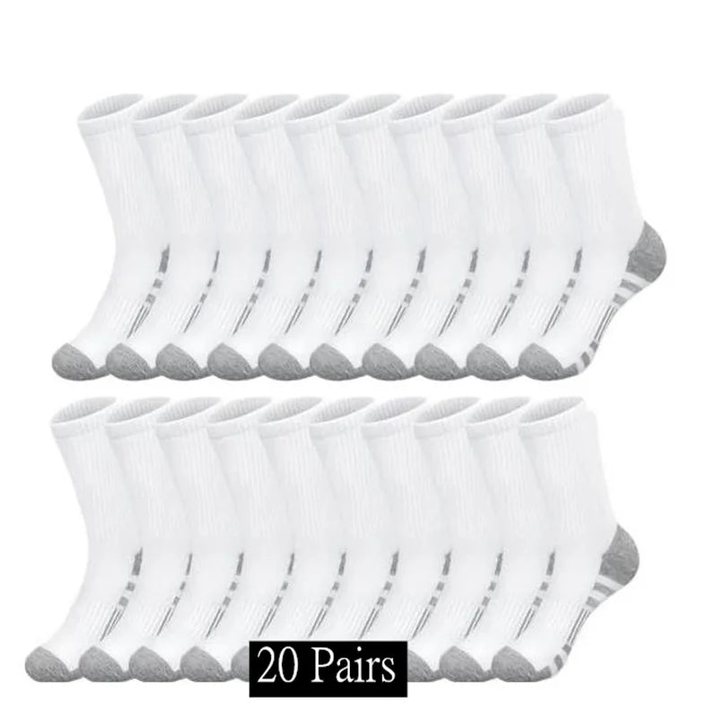 10 to 30 Pairs Men's Breathable Sports Crew Socks