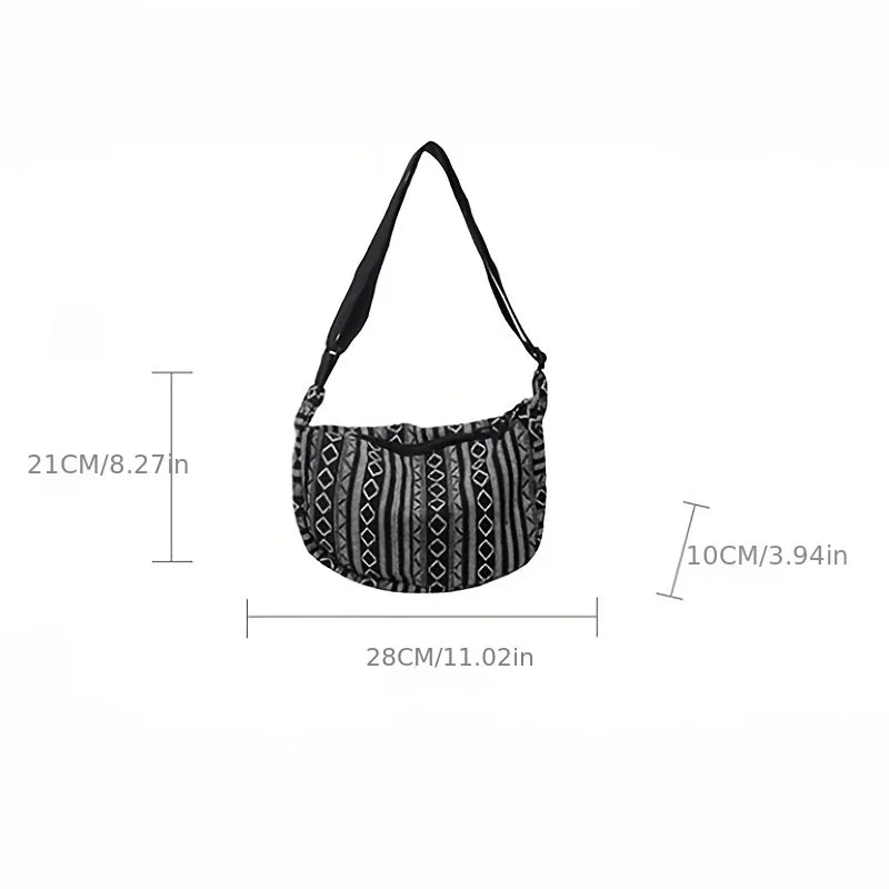 Tribal Striped Foldable Crossbody Shoulder Bag for Women