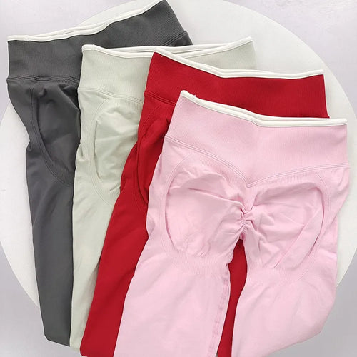 Women's High Waist Seamless Colorblock Butt Lift Leggings