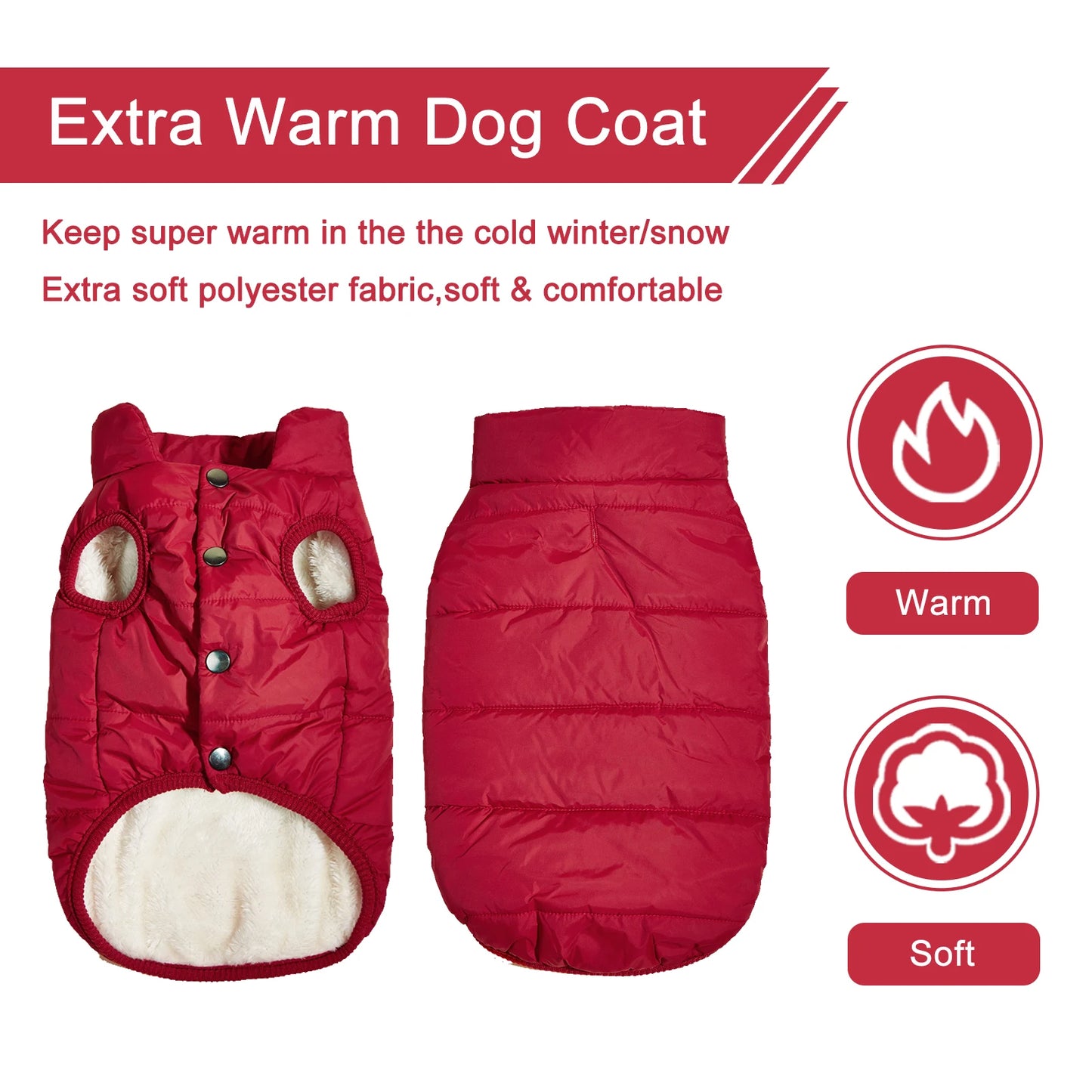 Warm Winter Dog Coat for Small & Large Dogs Christmas Pet Clothing