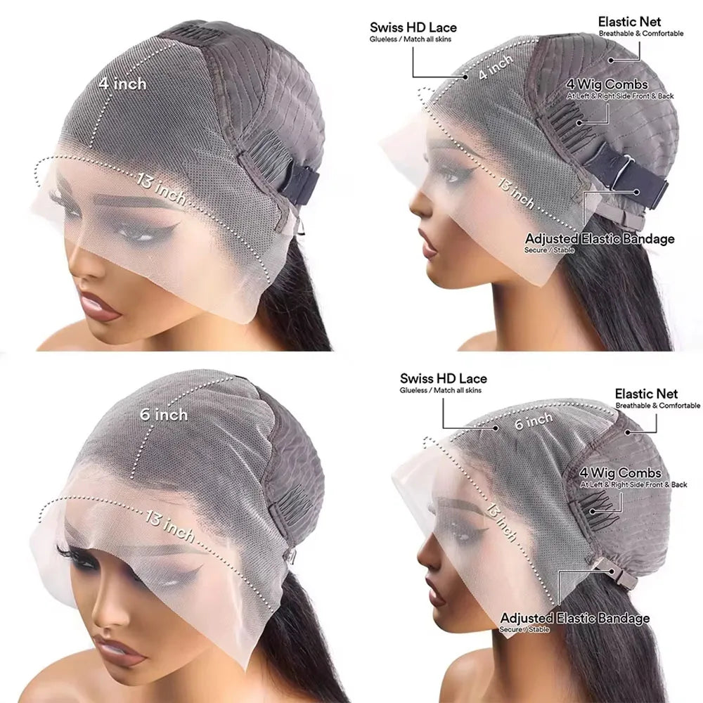 36 Inch Body Wave 13x4 HD Lace Front Human Hair Wig 250% Density