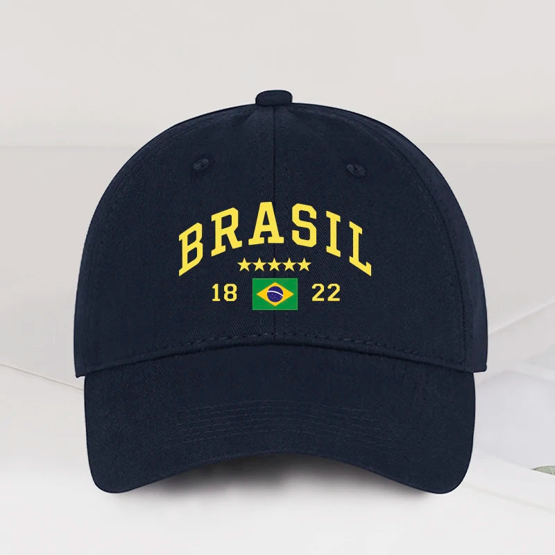 Brazil Flag Five Star Soft Top Baseball Cap