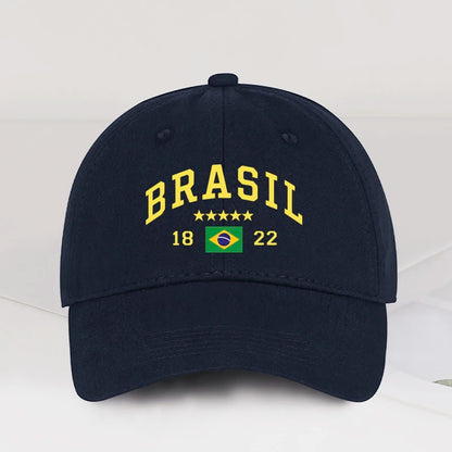 Brazil Flag Five Star Soft Top Baseball Cap