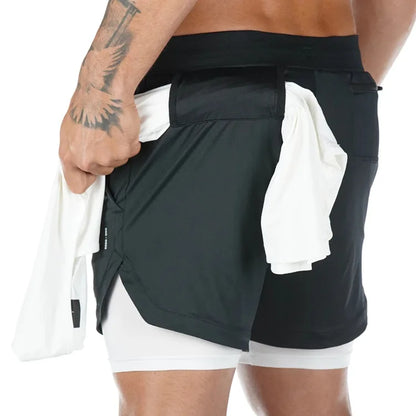 Men's Camo 2 in 1 Quick Dry Running Shorts