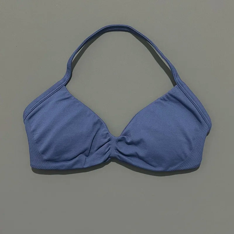 HISTELLO Women's High Support Strappy Halter Sports Bra