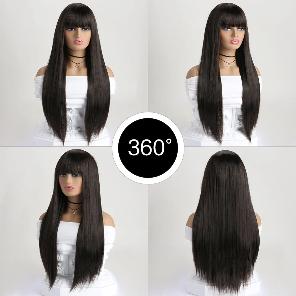 Women's 26 Inch Long Straight Synthetic Cosplay Wig