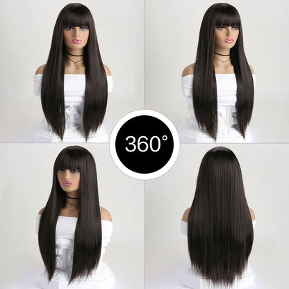 Women's 26 Inch Long Straight Synthetic Cosplay Wig