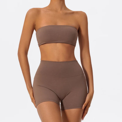Women's 2 Piece Strapless Sports Bra and Yoga Set