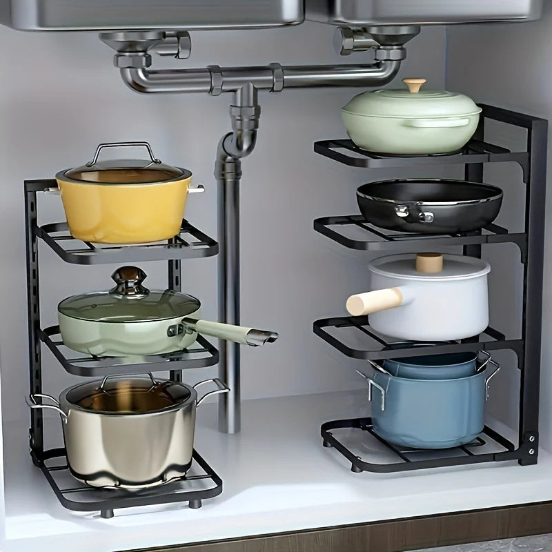 Adjustable Stainless Steel Pot and Pan Organizer Rack