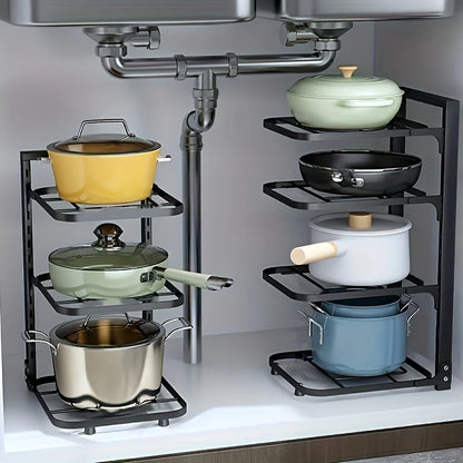 Adjustable Stainless Steel Pot and Pan Organizer Rack