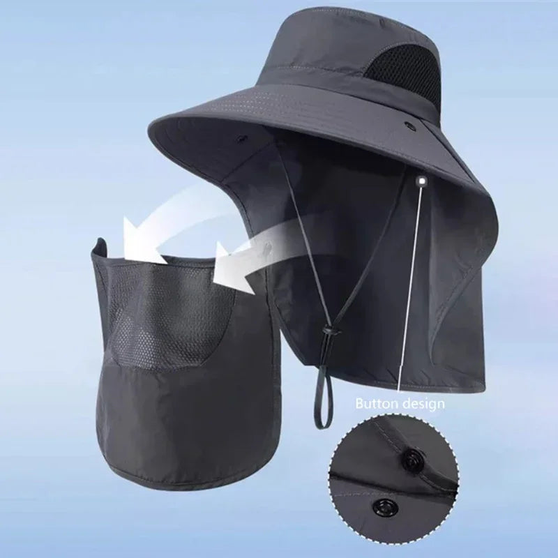 Unisex UV Protection Fishing Sun Hat with Neck Flap