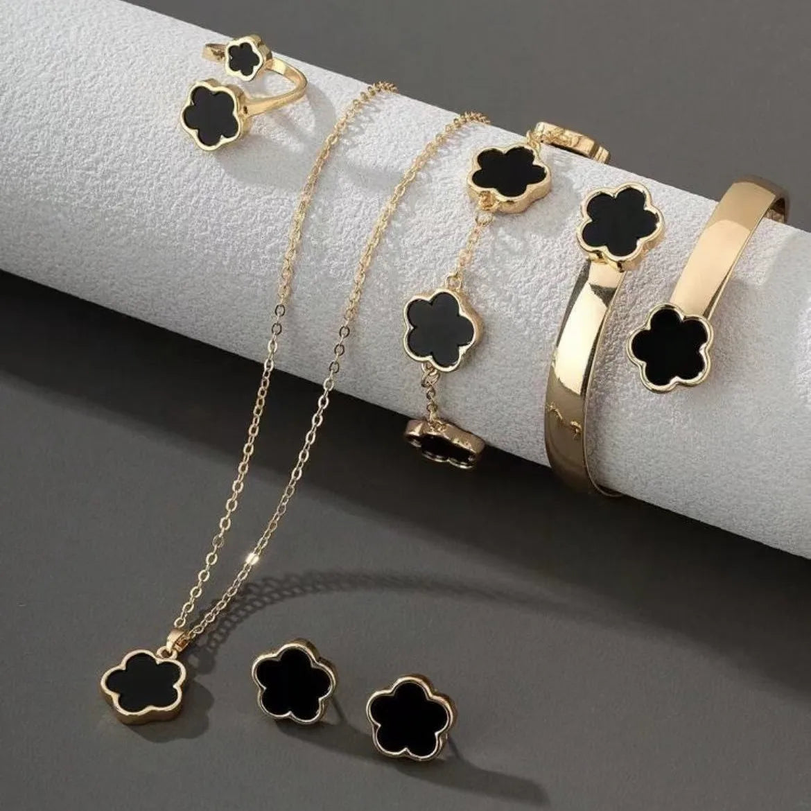 5PCS Colorful Enamel Plum Blossom Jewelry Set for Women