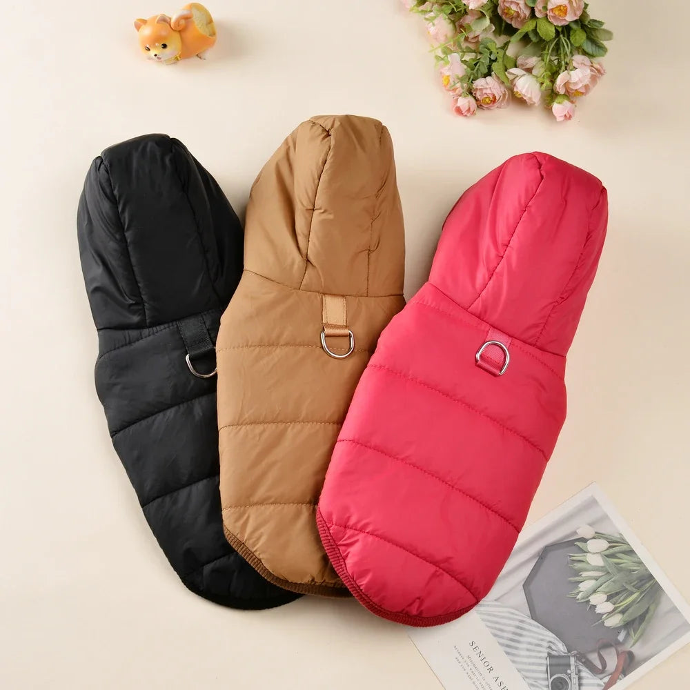Warm Fleece Dog Hoodie Coat with D-Ring for Small & Medium Dogs