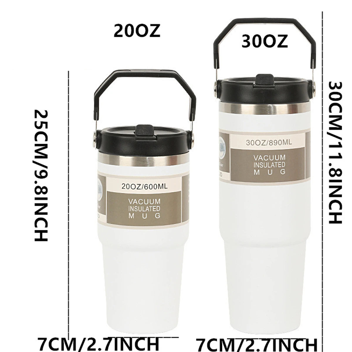 20 or 30 Oz Stainless Steel Insulated Tumbler with Handle