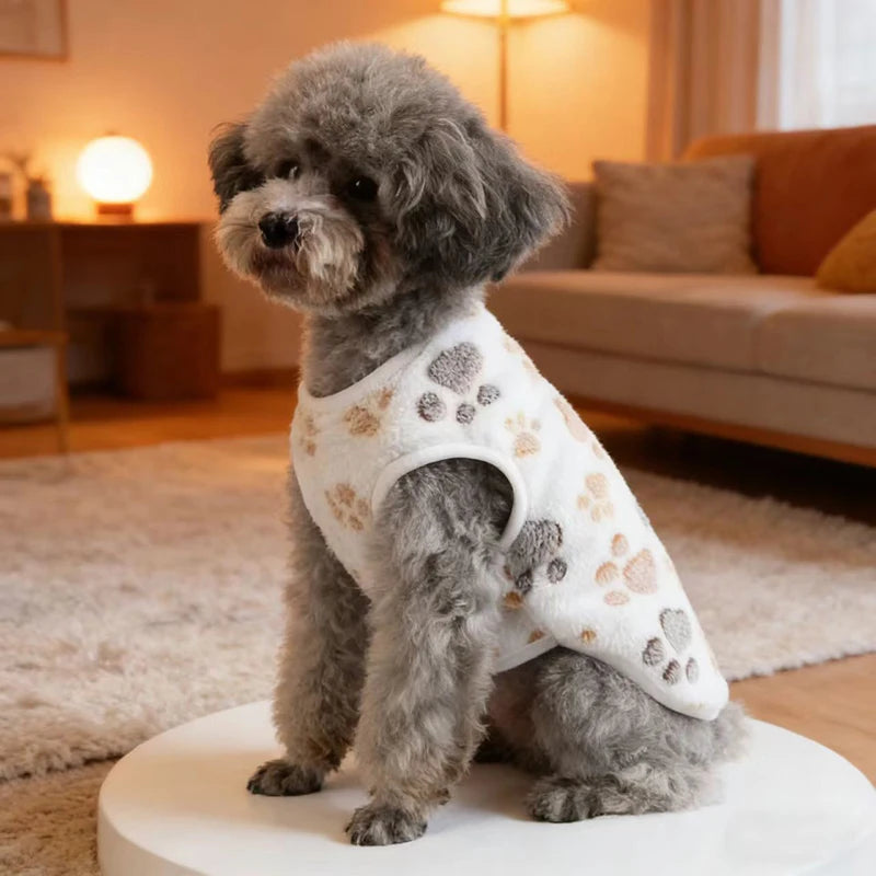 Soft Flannel Paw Print Vest for Small & Medium Dogs & Cats