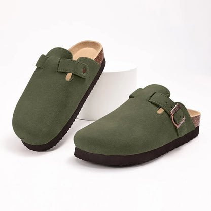 Litfun Women's Cork Suede Clog Mules with Arch Support