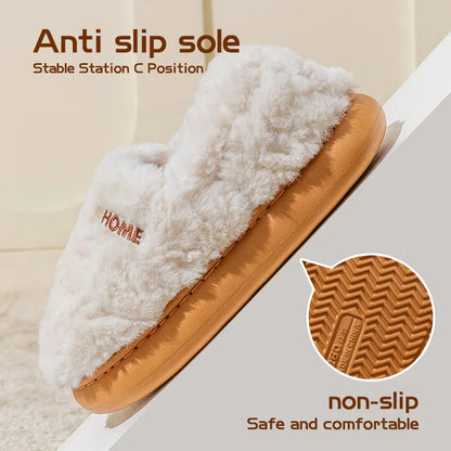 Women's Winter Plush Cotton Slippers Warm Non Slip Home Shoes