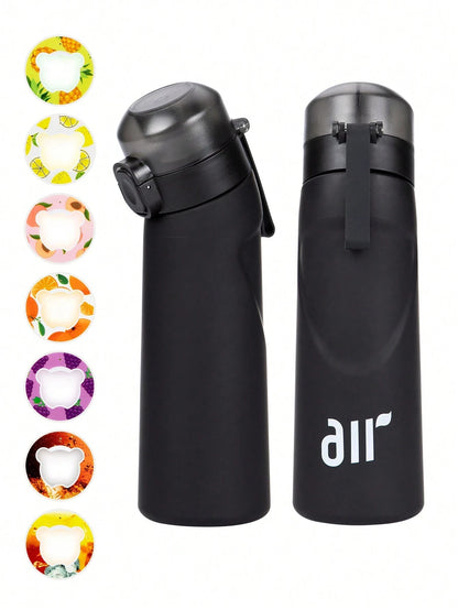 Leak Proof Sports Water Bottle with Straw and Flavor Pod
