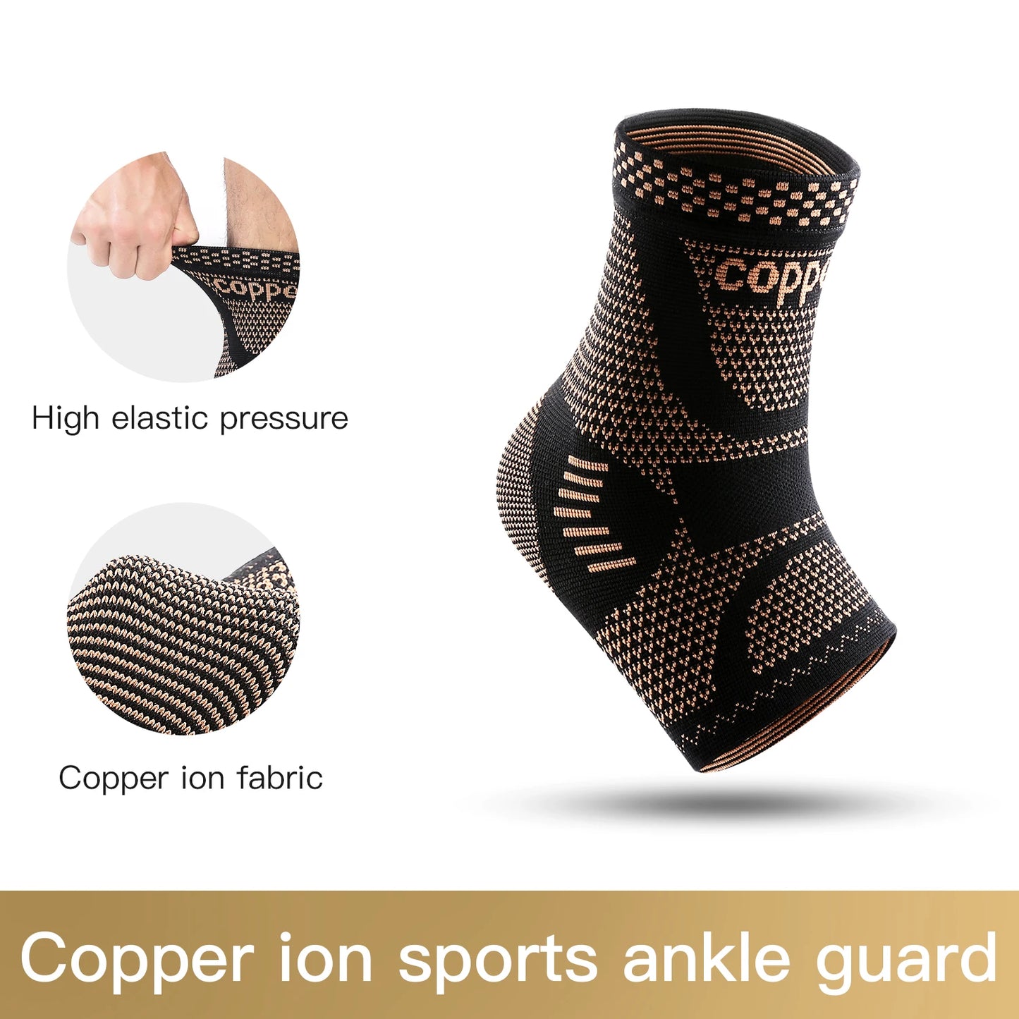 1 or 2 Pack Copper Infused Compression Ankle Support Sleeves