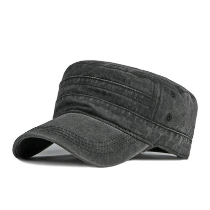 Unisex Washed Cotton Short Brim Military Cap