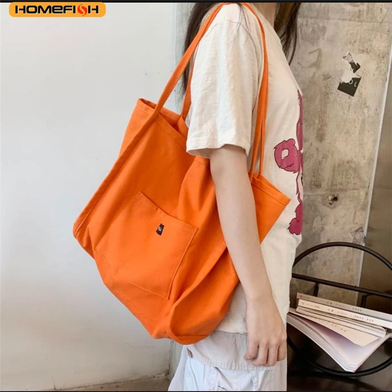 Reusable Canvas Tote Shoulder Bag for Women Daily Shopping