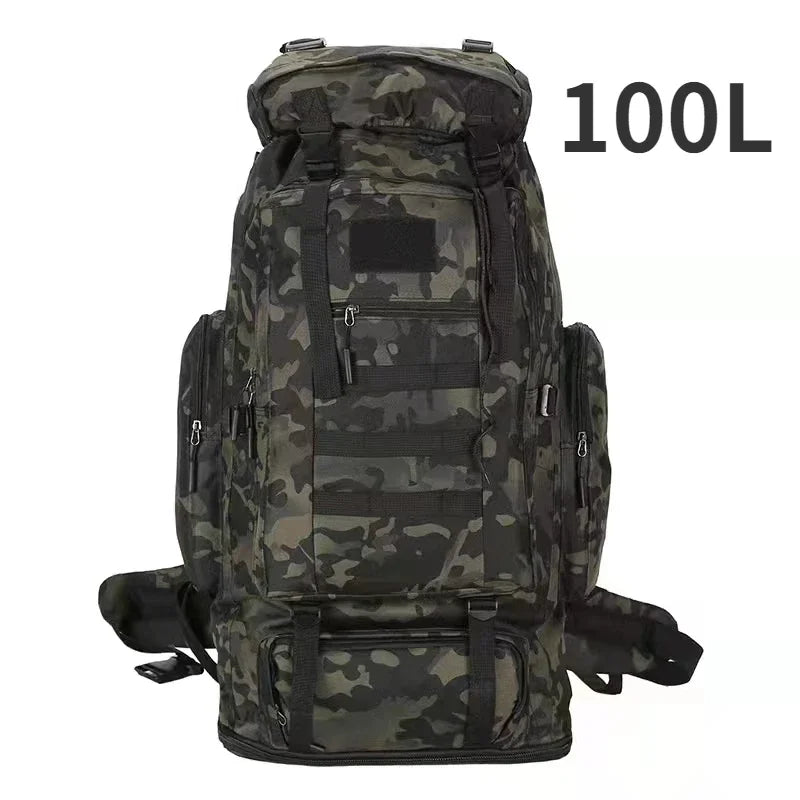 80L or 100L Large Capacity Tactical Hiking Backpack