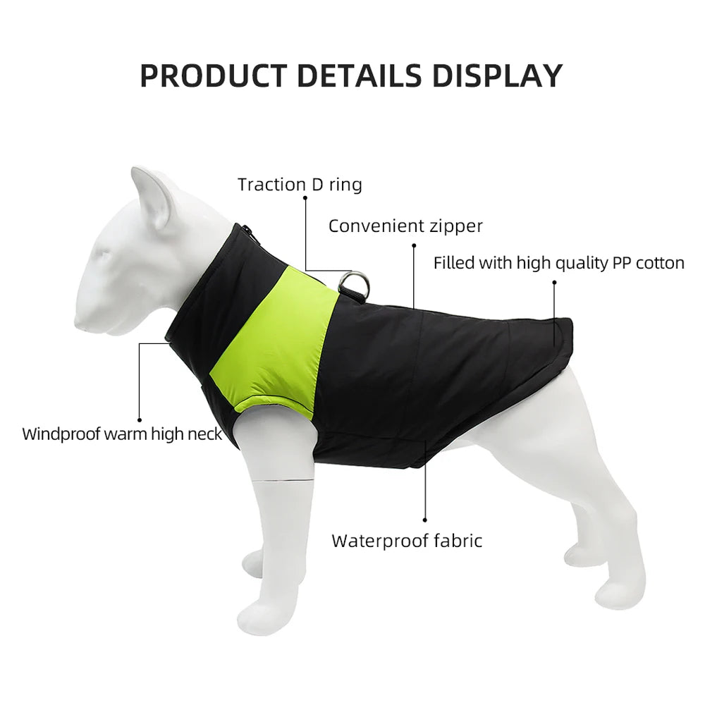 Warm Waterproof Dog Jacket with D-Ring for Small & Large Dogs