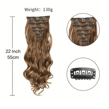 22 Inch Curly Wavy Clip In Hair Extensions 7PCS